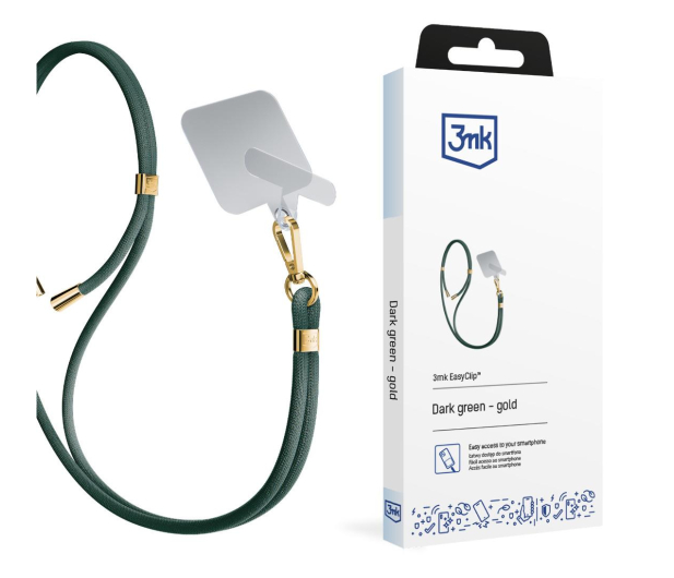 3MK Sznurek do Etui EasyClip Dark Green (gold) 5903108568623 - 1267325 - zdjęcie 2